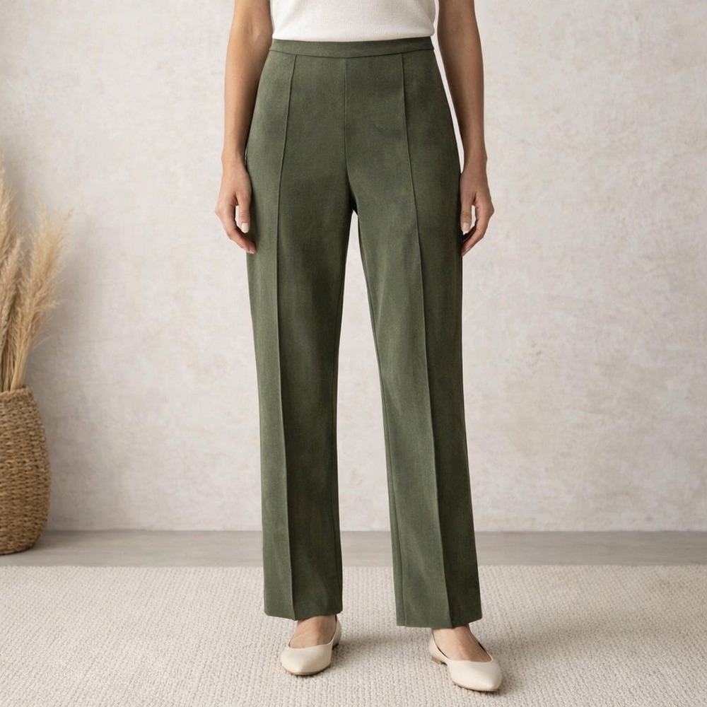 Vince Camuto‎ Faux Suede Pants Womens Size Small Pine Forest Green Pull-On Seam